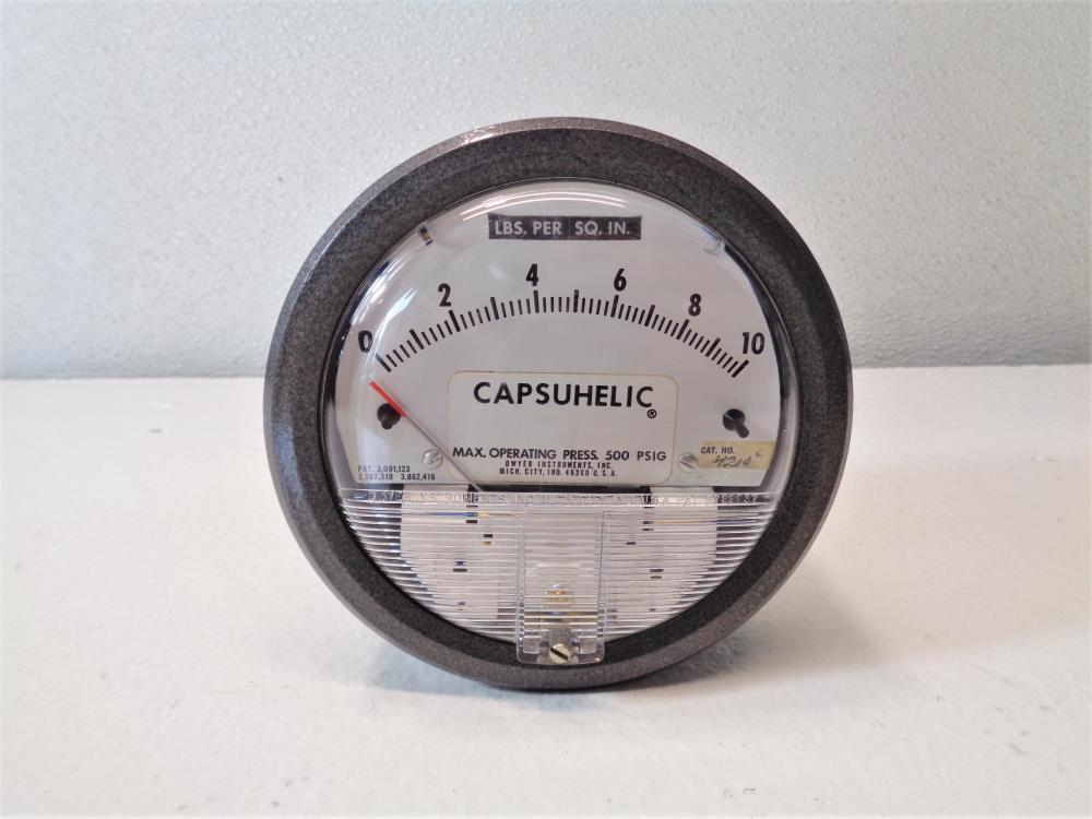 Dwyer Capsuhelic Differential Pressure Gage, 0-10 lbs. Per Sq. Inch, #4210